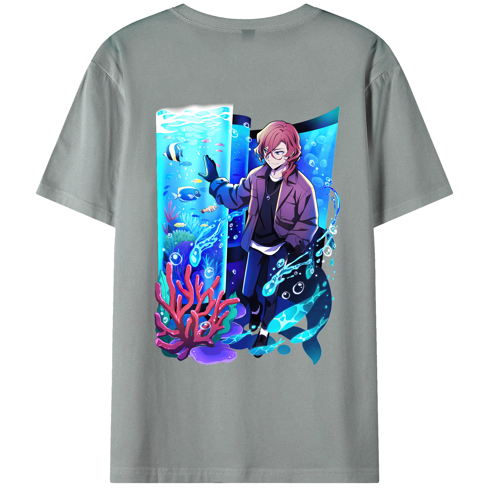 （画像用） 文豪ストレイドッグス Bungo Stray Dogs 綿100％ メンズ半袖Tシャツ（バックプリント） 通気性